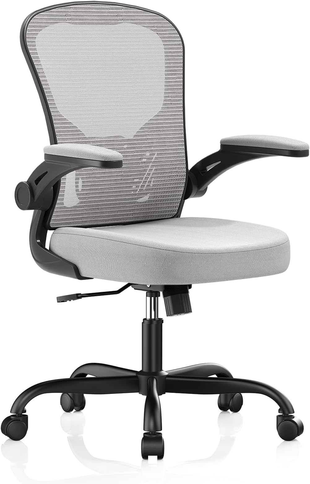 Office Chair, Ergonomic Desk Chairs 330LBS Capacity High Back Mesh Computer Chair with Flip-up Armrests, Comfy Work Chair with Adjustable Lumbar Support, Rolling Chair Black Grey