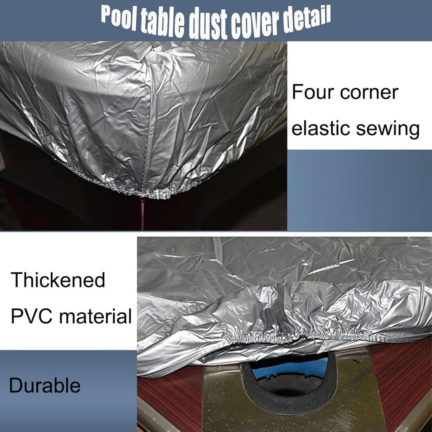 Snooker/Billiard Pool Table Cover,Pool Table Dust Cover, 7/8/9/10/12ft Billiard Snooker Table Strong and Durable Dust Protection Cover, Sliver (10ft)