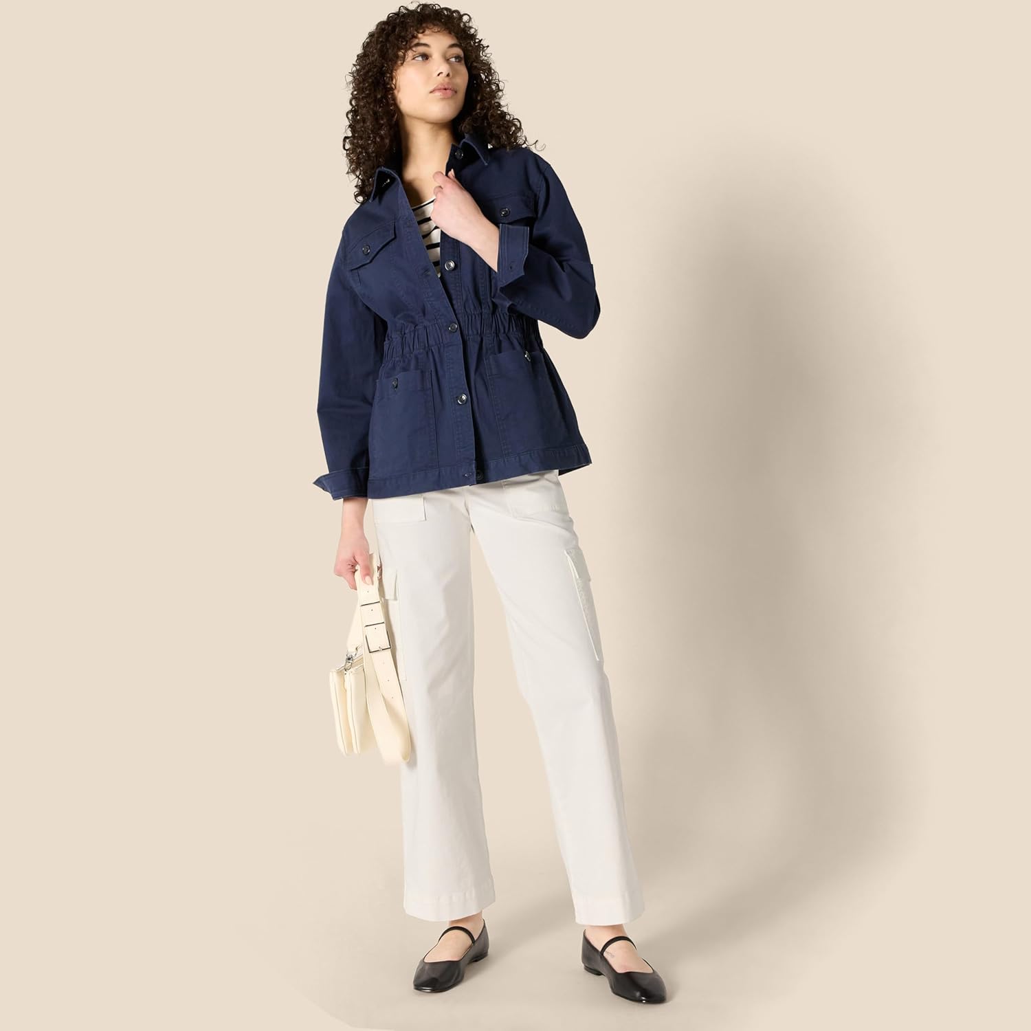 Amazon Essentials Women's Relaxed-Fit Dropped Shoulder Midweight Cotton Twill Jacket