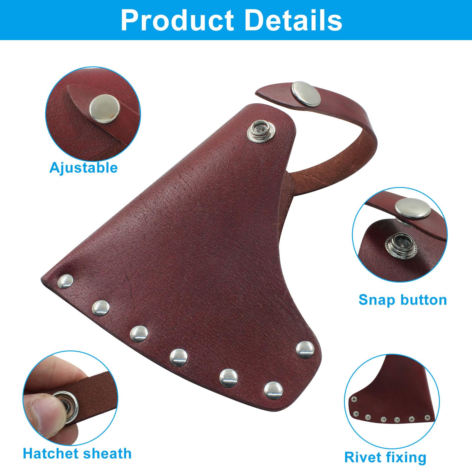 Moicstiy Leather Hatchet Sheath Axe Sheath, Brown Axe Head Cover, Adjustable Hatchet Blade Protector for Outdoor Hiking