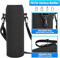 420-1500ML sacchetto di copertura della bottiglia d'acqua con cinturino in Neoprene supporto per custodia per l'acqua tracolla nera portabottiglie borsa Insulat  18