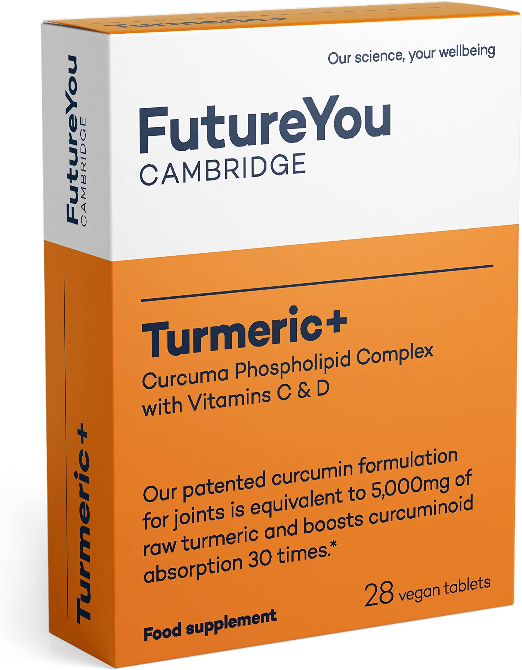 Cambridge Turmeric+ Curcumin 500mg Patented Highly Absorbable Curcuma Phospholipid Complex Formulation with Vitamin C - Informed-Sport Certified - 28 Day Supply - Developed , UK