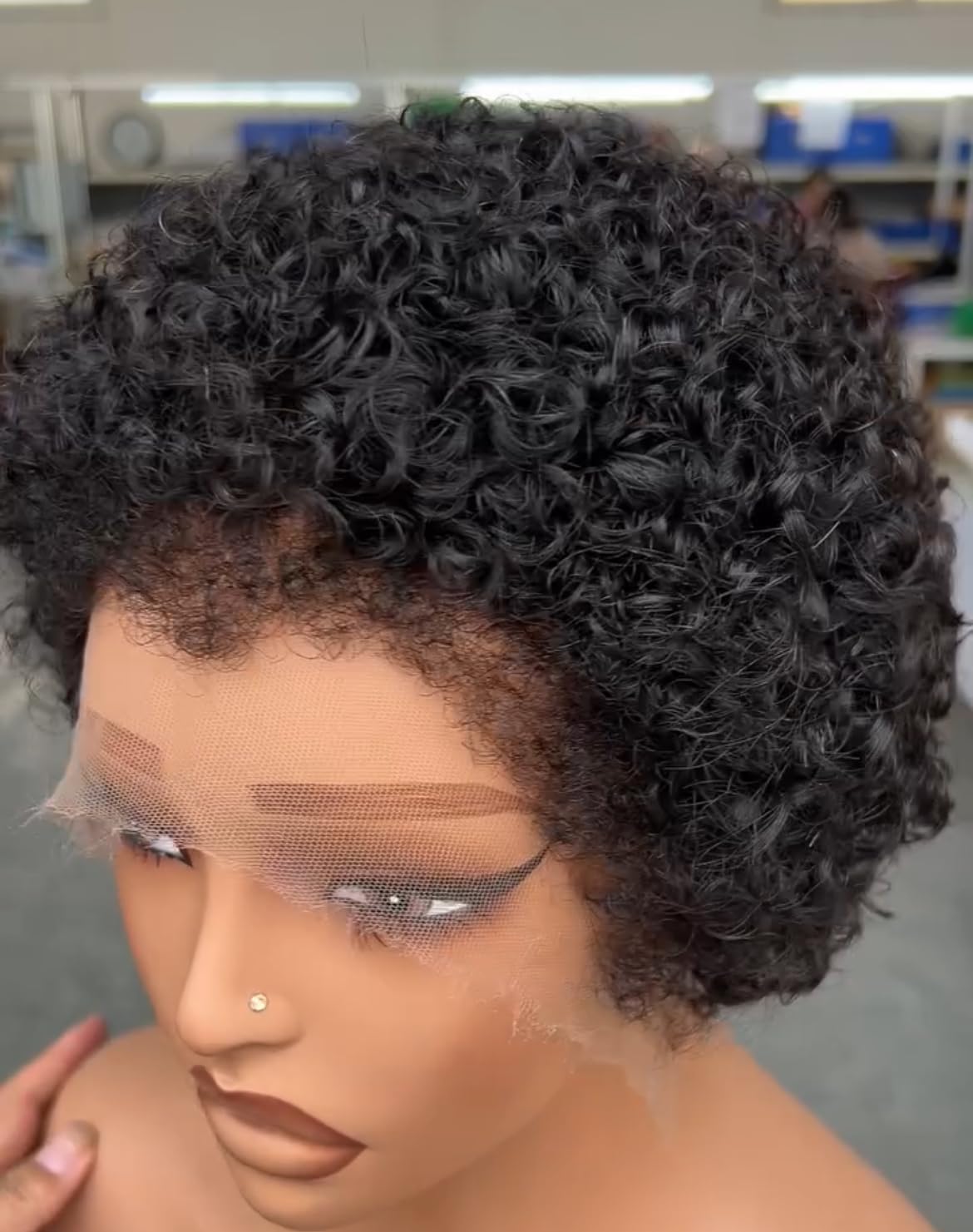 Upgrade 9X6 HD Lace Closure Human Hair Glueless Wig Short Bob Pixie Cut Brazilian Real Skinlike HD Lace Wigs with Invisible Drawstring 4C Kinky Edges Shrot Deeop Wave Wig Widow's Peak