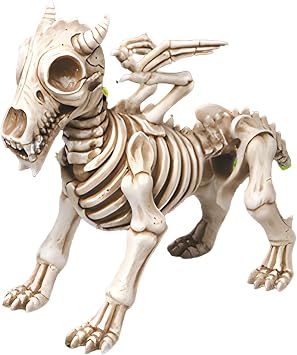 Resin Skeleton Gnome Couple Statues, Halloween Garden Decor, Funny Yard Art Ornaments Dog