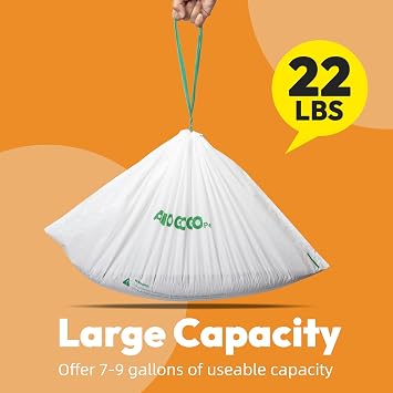 Self Cleaning Cat Litter Box Waste Bags Compatible with PETKIT Max, 50 Pack Drawstring Replacement Litter Bags