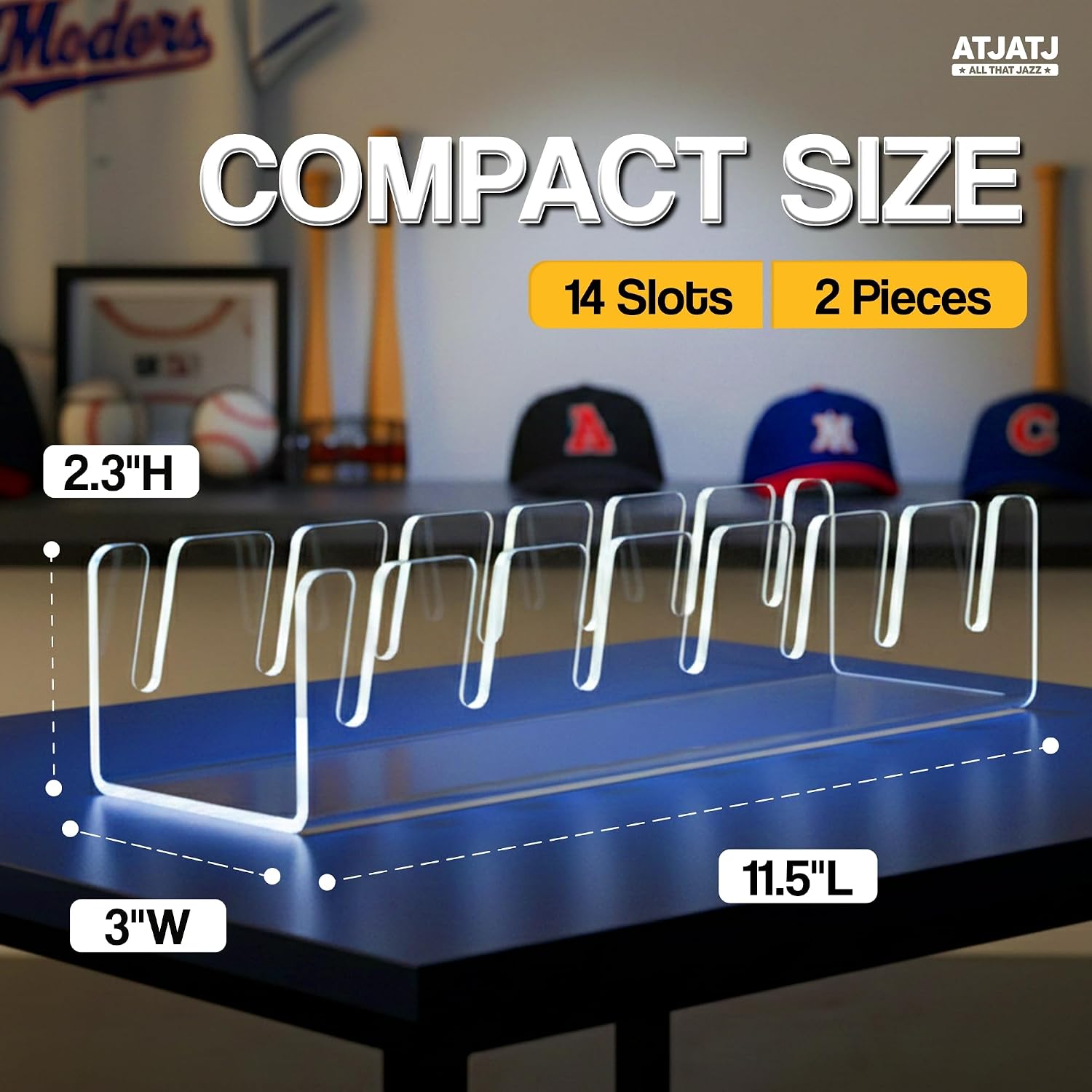 Hat Stand For Baseball Caps, 2 Pack No Install Clear Acrylic Hat Organizers for 14 Baseball Tennis Trucker Caps, Hat Storage Rack Display, Upgraded Anti-Slip Cap Holder For Closet, Bedroom, Dresser
