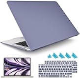 Compatible with New MacBook Air 13 inch Case 2021 2020 2019 2018 Model: M1 A2337 A2179 A1932, Plastic Hard Shell Case for Mac Air 13 inch with Retina Display Fits Touch ID, Lavender Gray