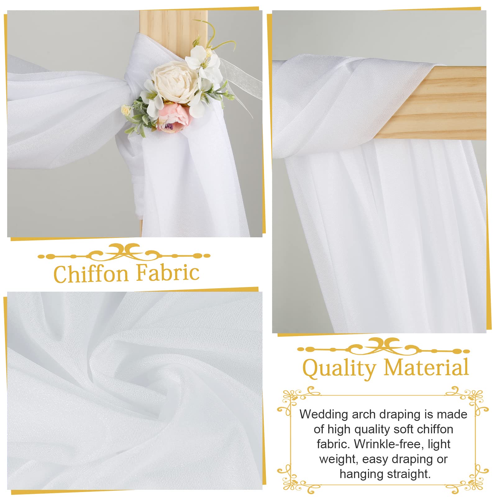 Rideau en Tulle Blanc 75 x 600 cm Tenture Arche Mariage Tissu Mousseline de Soie Blanche Décoration Mariage