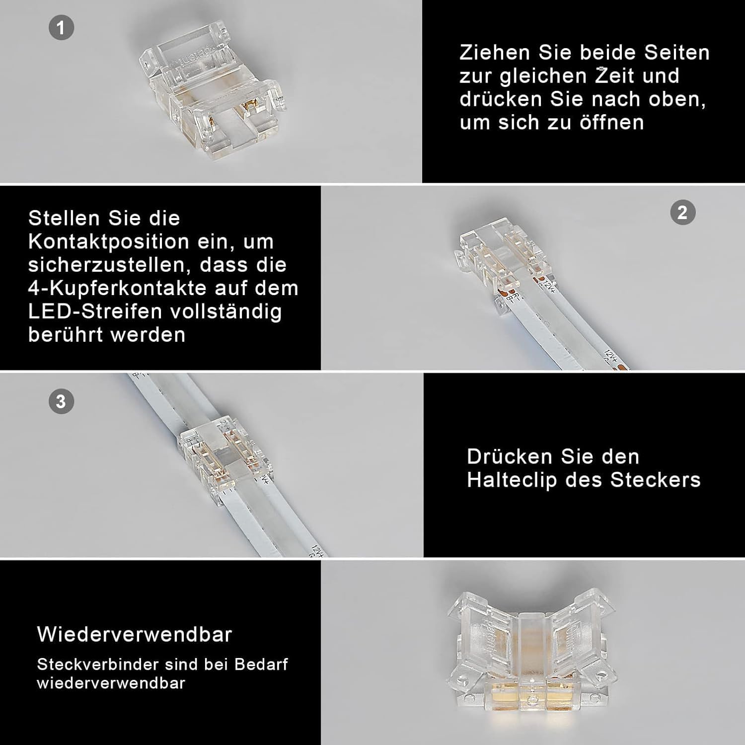 Amefil 16 sztuk COB 4PIN10MMRGB zestaw łączników narożnych, złącze narożne, złącze LED T-L, narożnik RGB Light 10 mm