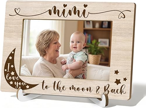 HSIASHENG Regalos Mimi para abuela Marco de fotos 4x6, regalos para abuela de nietos Marco de fotos, regalos Mimi Te amo hasta la luna respaldo