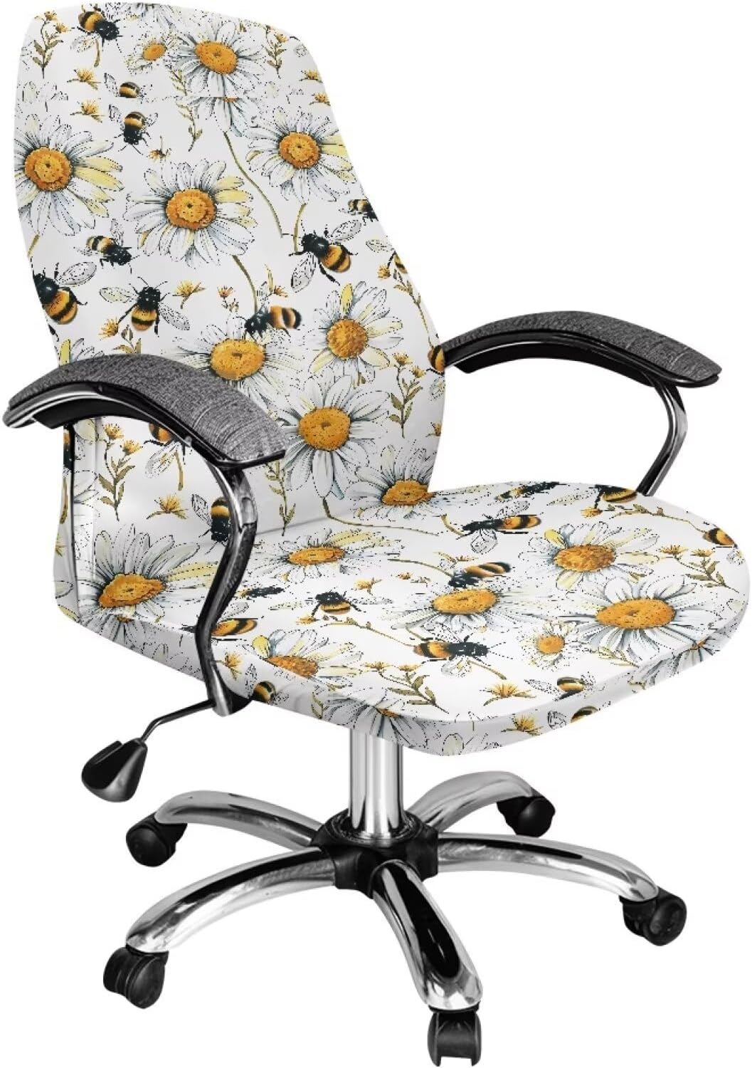Talayituse Turtle Paint Splatter Print Computer Office Chair Covers Universal Fit Desk Rotating Chair Slipcovers, Removable Washable Rotating Chair Anti-Dust Spandex Chair Protector Cover, L