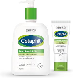CETAPHIL Loción hidratante, 460 ml y crema hidratante, 85 g, para piel seca y sensible en el cuerpo y la cara, hidrata intensamente 48 horas, clínicamente probado en pieles sensibles