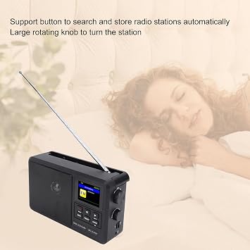Portable FM Radio with Large Knob Tuning Sleep Off Timing, USB BT, Fidelity Internet DAB FM Radio for, Support Multiple Sound Formats (US Plug 100-240V)