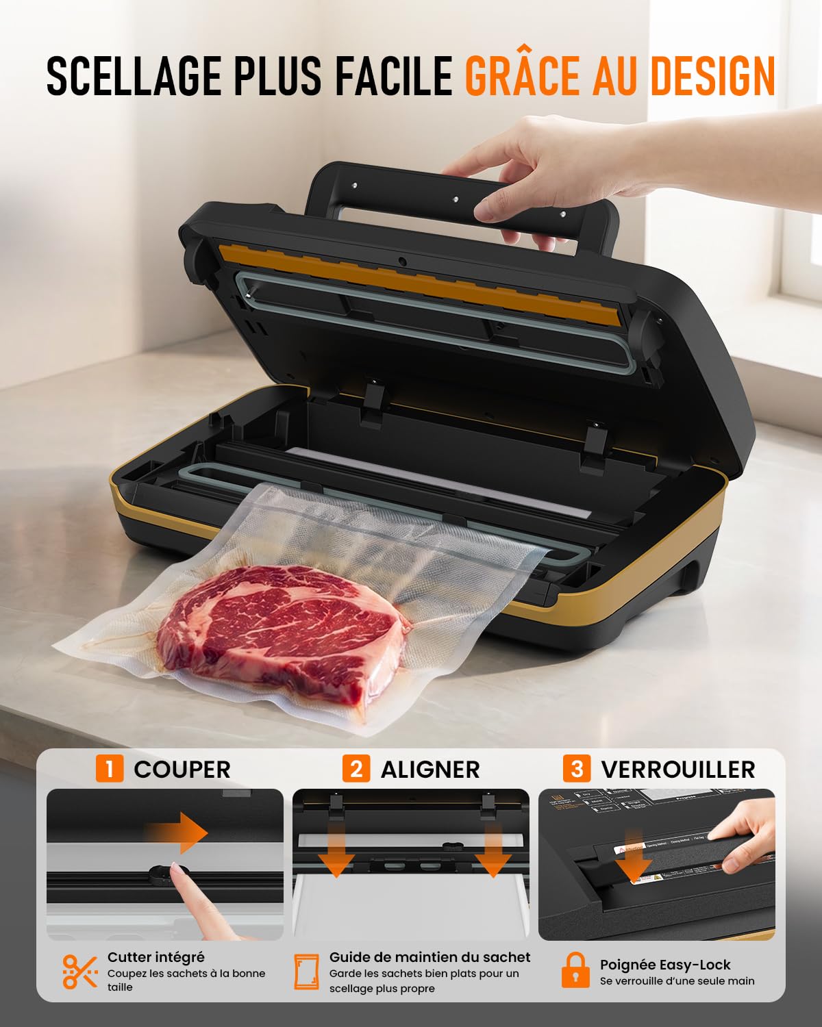 Envasadora al Vacío Doméstica Profesional 95 kPa, Máquina de Envasar al Vacío para Alimentos 18 en 1, Selladora al Vacío con Doble Sellado, Cortador Integrado, Seco/Húmedo, Sous Vide