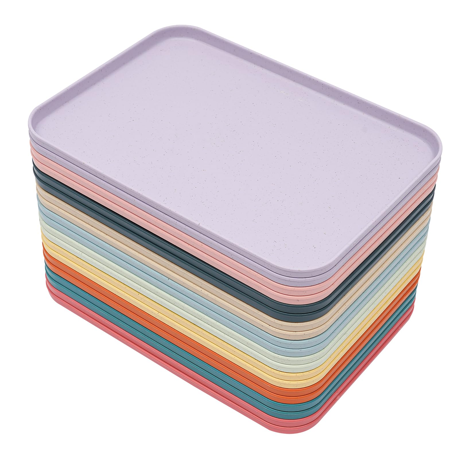 31 x 22 cm, 10 unidades, bandeja de plástico, bandeja para servir comida rápida, bandeja de desayuno, bandeja de actividad, 20 paletas en 10 colores, base antideslizante, reutilizables, para cantinas