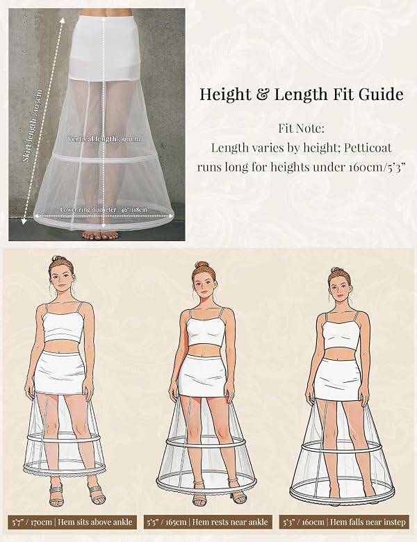 BEAUTELICATE Wedding Bridal Petticoat A-Line 2 Hoops Underskirt Slip for Women Long Dress Gown by BEAUTELICATE - Image 6