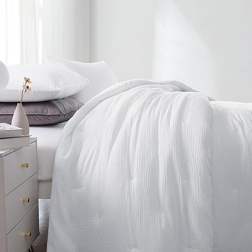 Miniatura 3 de HOMBYS Juego de edredón de sirsaca de 3 piezas tamaño King de 132 x 120 pulgadas, transpirable, suave, ligero, relleno alternativo, juego de edredón