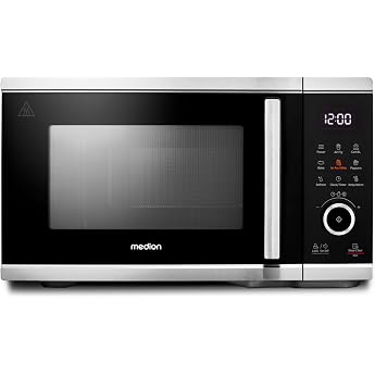 MEDION Microwave with Hot Air Fryer Function (25 Litres, 1,500 Watt Hot Air, 900 Watt Microwave, 9 Automatic Programs, Popc