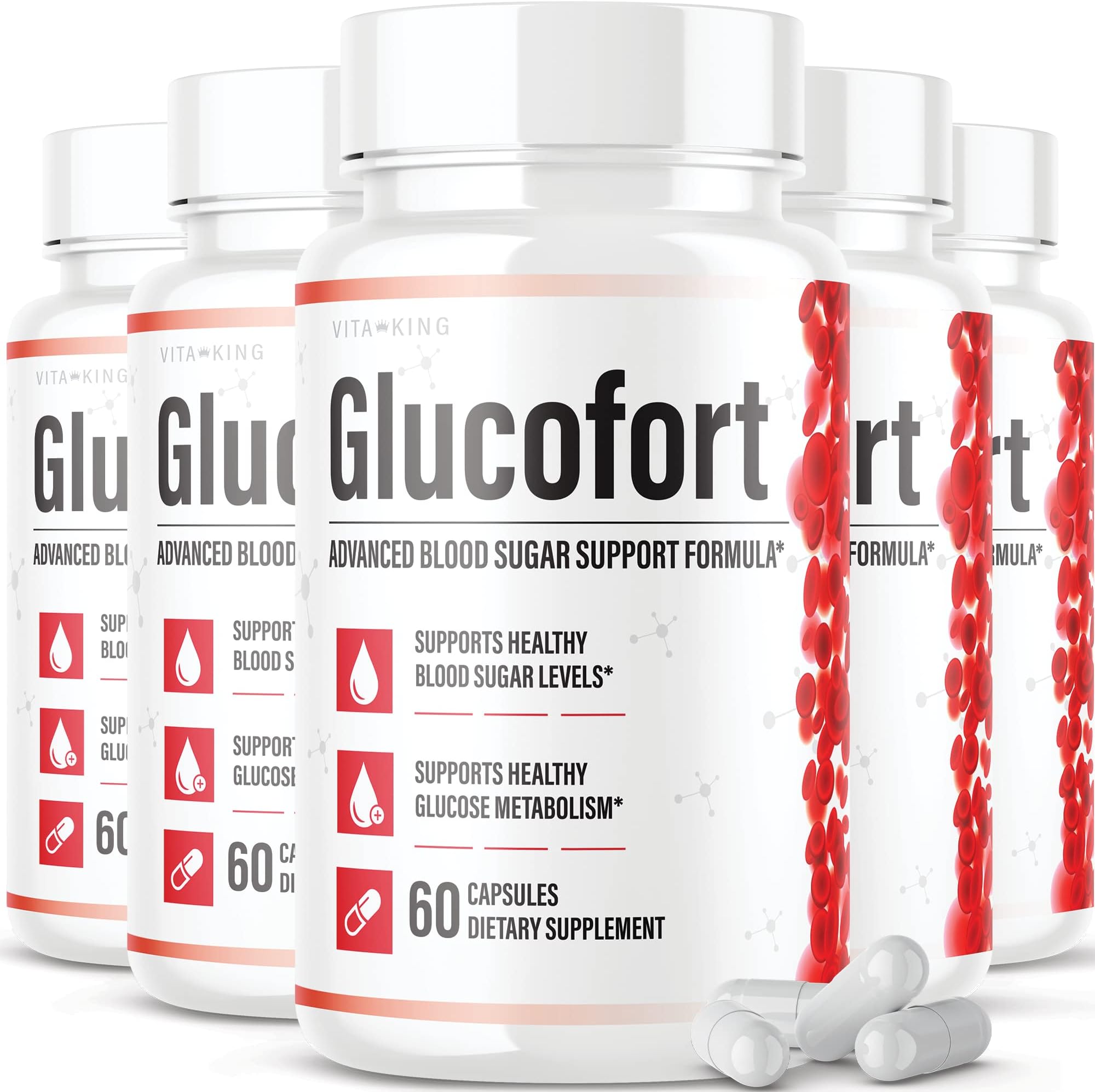 Vitaking (Official) Glucofort Supplement Support Glucofortal Formula Support (5 Pack)