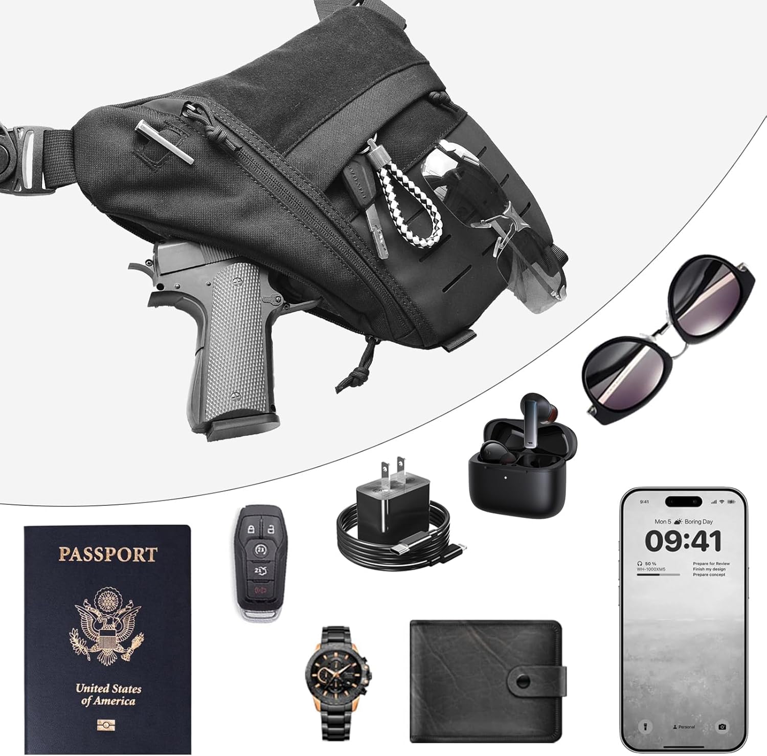 Tactical Sling Bag for Men Women Crossbody Anti-Theft CCW Sling Bag EDC Carry