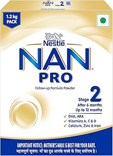 Nestlé NAN PRO Stage 2, 1.2kg, Follow-Up Formula Milk Powder for Babies (After 6 Months Upto 12 Months), with DHA-ARA, 3x4...