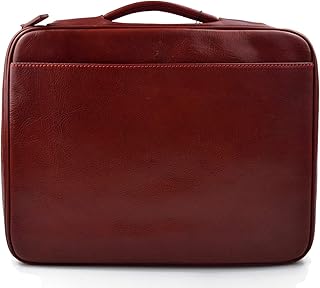 Leather folder document file folder A4 leather zipped folder bag red made in Italy executive business folder
