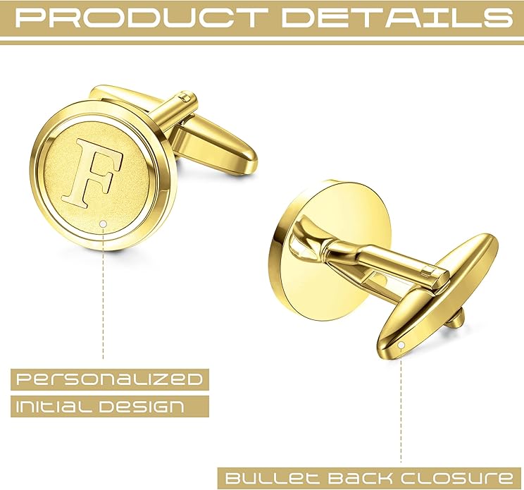 Mancornas Iniciales de Cobre Dorado para Hombre Regalo miniatura 4
