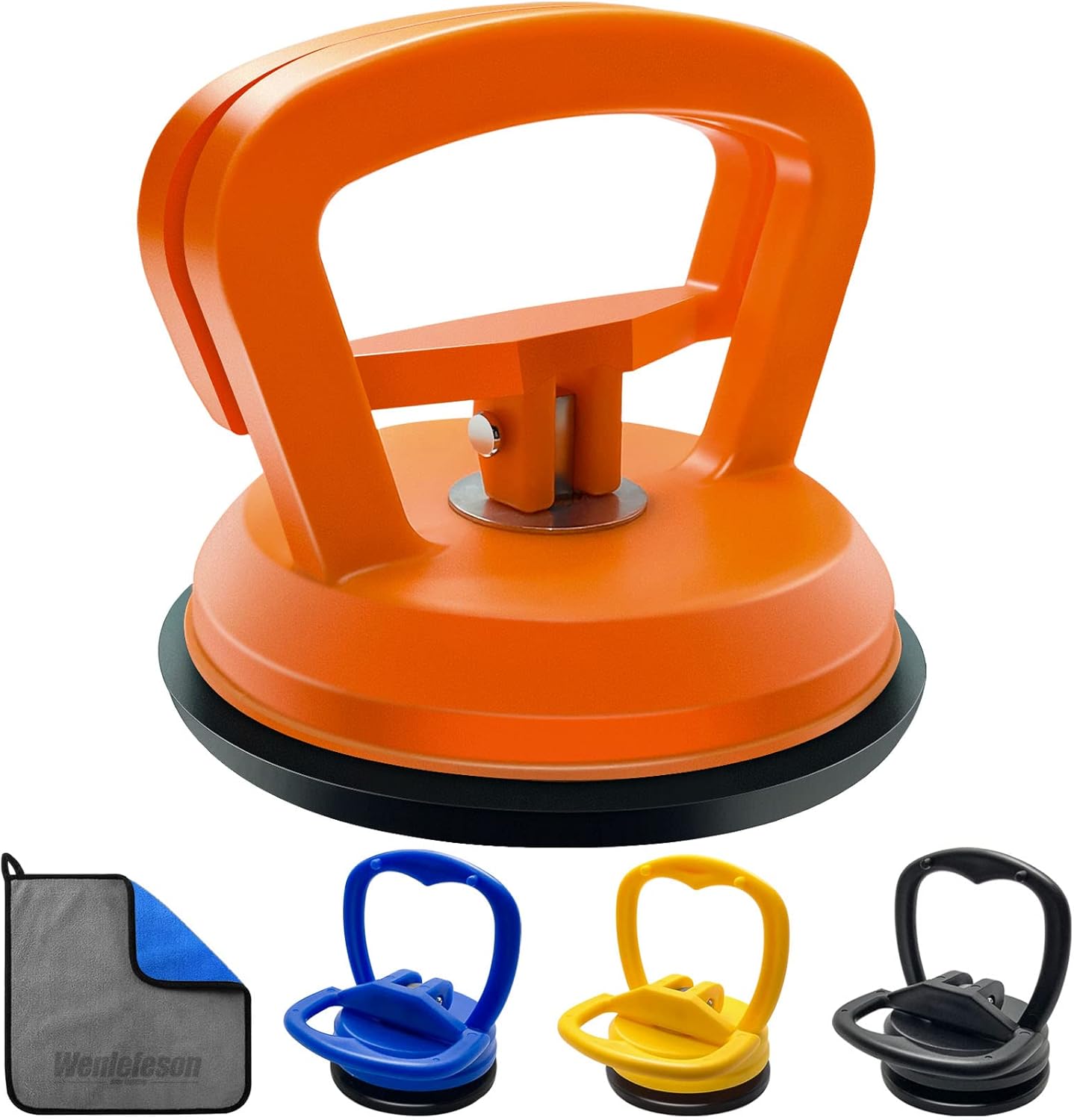 Wenlefeson へこみプーラー 4個パック へこみ吸引キット 4イン1 強力な車のへこみリムーバーツール 車のボディへこみ 新バージョン ガラス 修理吸盤 へこみ修理プーラー 車のへこみプーラーキット 電話画面