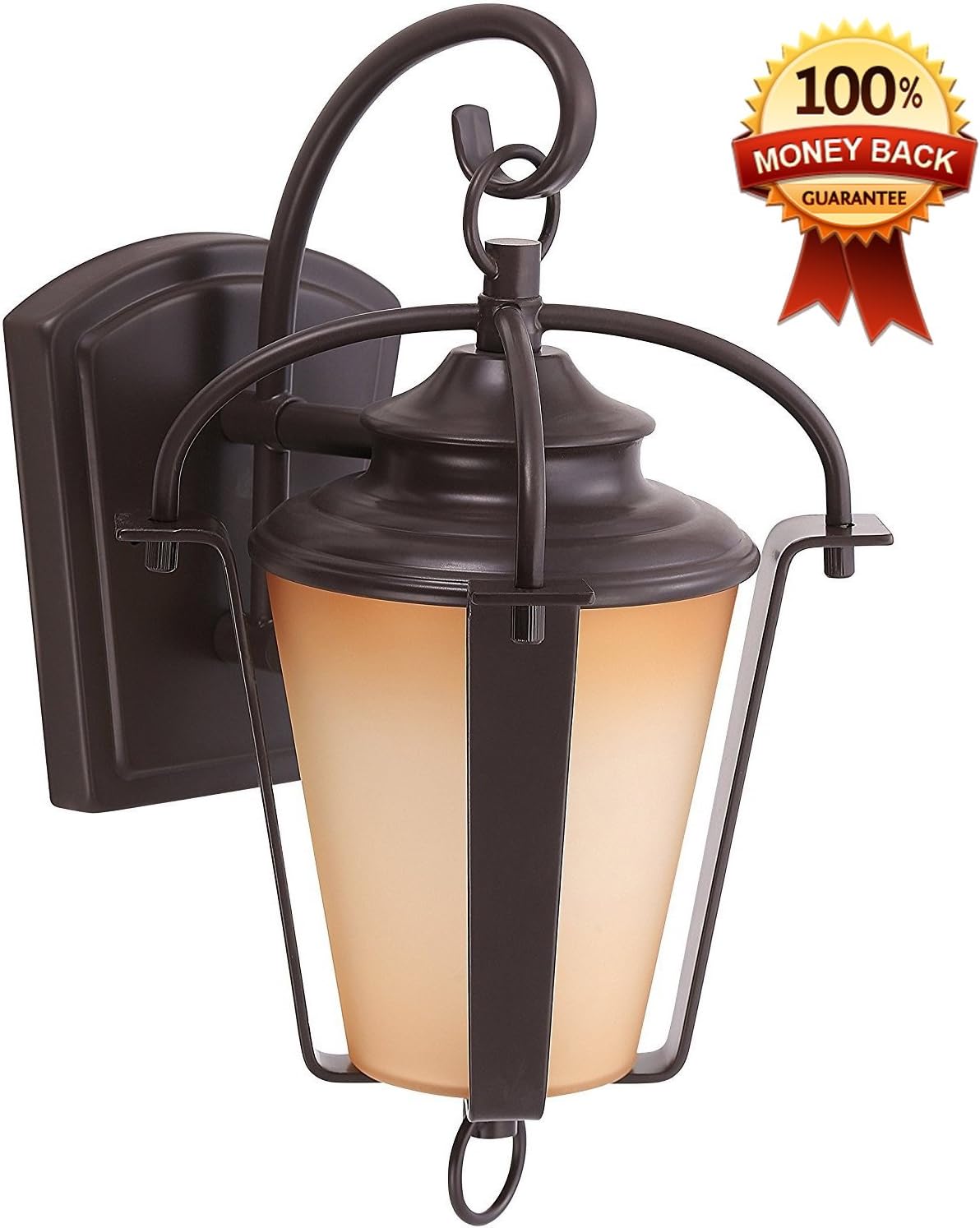 Review Discount LED Outdoor Lantern By Ciata Lighting –Wall Mounted Warm Light Fixture For Elegant Copper Bronze Finish –16”Energy EfficientLighting With Weatherproof Steel Frame & Amber Alabaster Glass Lens