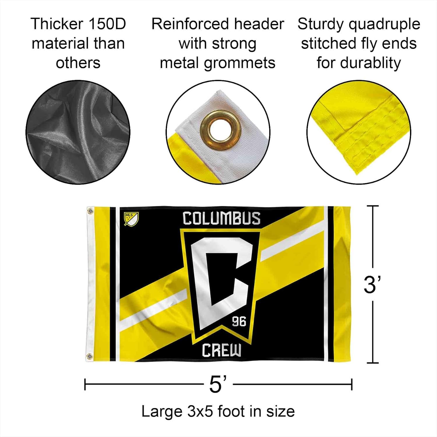 WinCraft Columbus Crew Grommet Banner Flag - Image 2