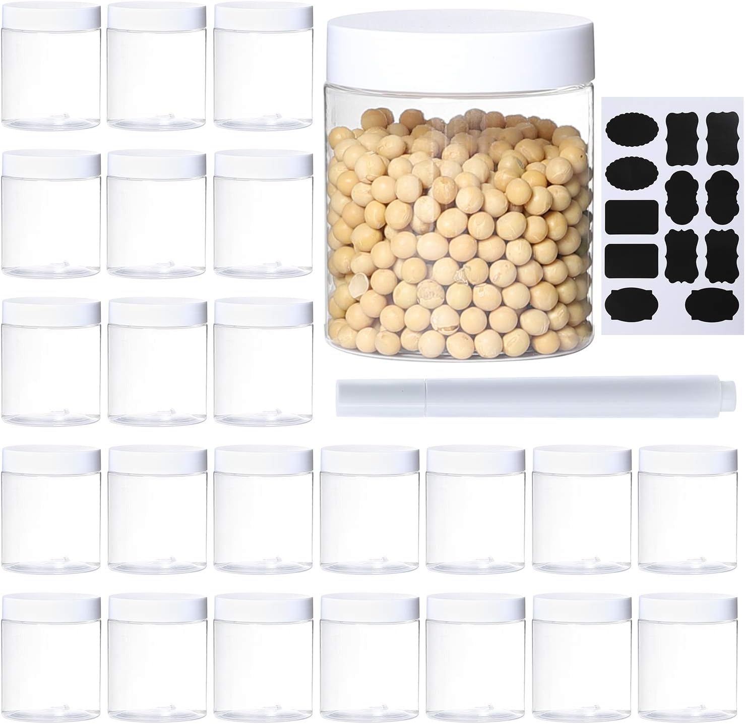 Amazon.com: XINGLIAN 8 Oz Clear Plastic Jars with Black Lids Refillable ...