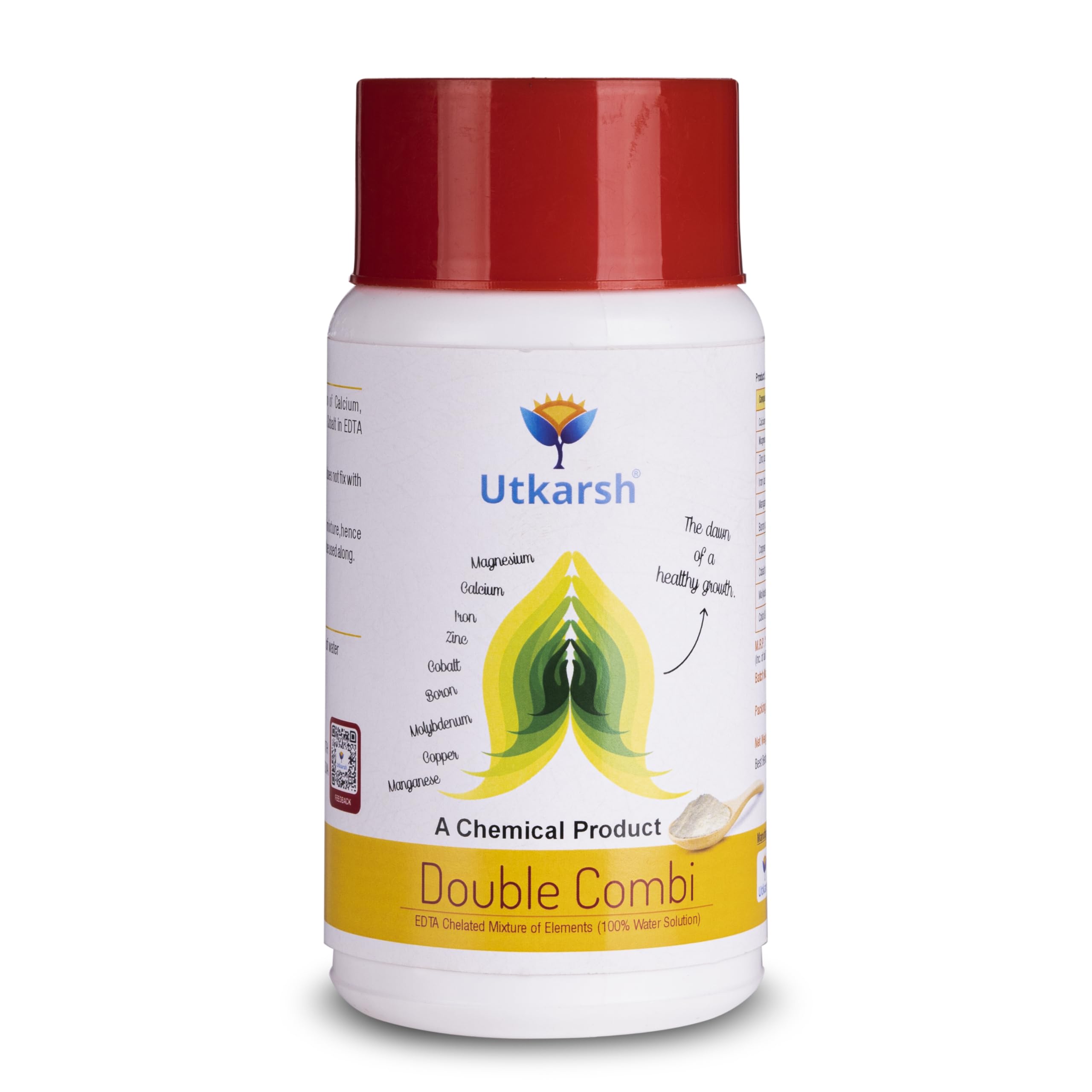 Utkarsh Double Combi - EDTA Chelated Mix - Calcium, Magnesium, Iron, Zinc, Boron, Copper, Manganese, Molybdenum, Cobalt(100% Water Soluble Chemical for Foliar Spray) (250 gm; Pack of 1)