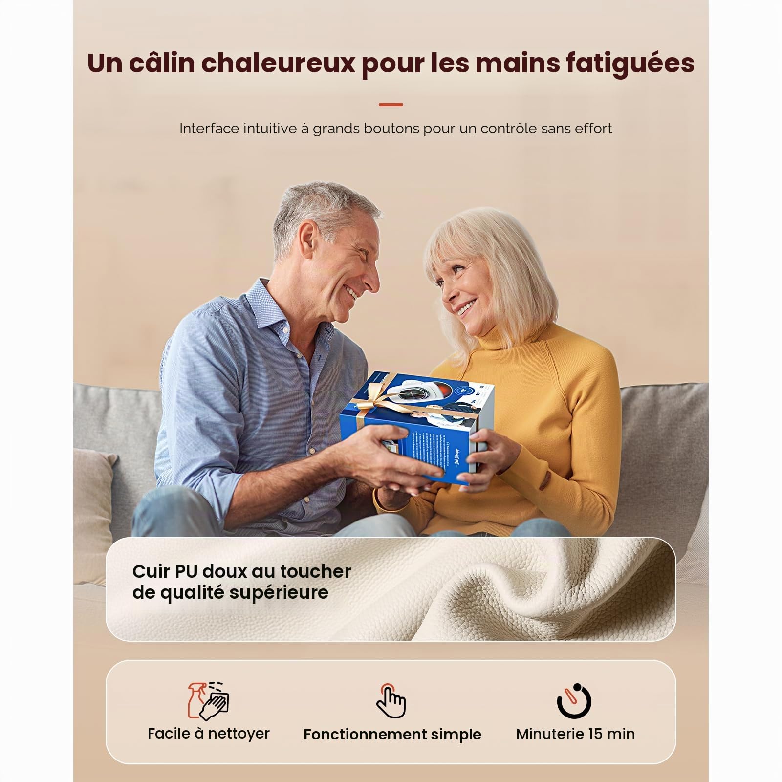 BOB AND BRAD Masseur de Mains avec Chaleur et Compression, Appareil de Massage sans Fil Portable du Syndrome du Canal Carpien, Relaxation à Domicile ou au Bureau pour Femmes, Cadeaux Hommes, Parents