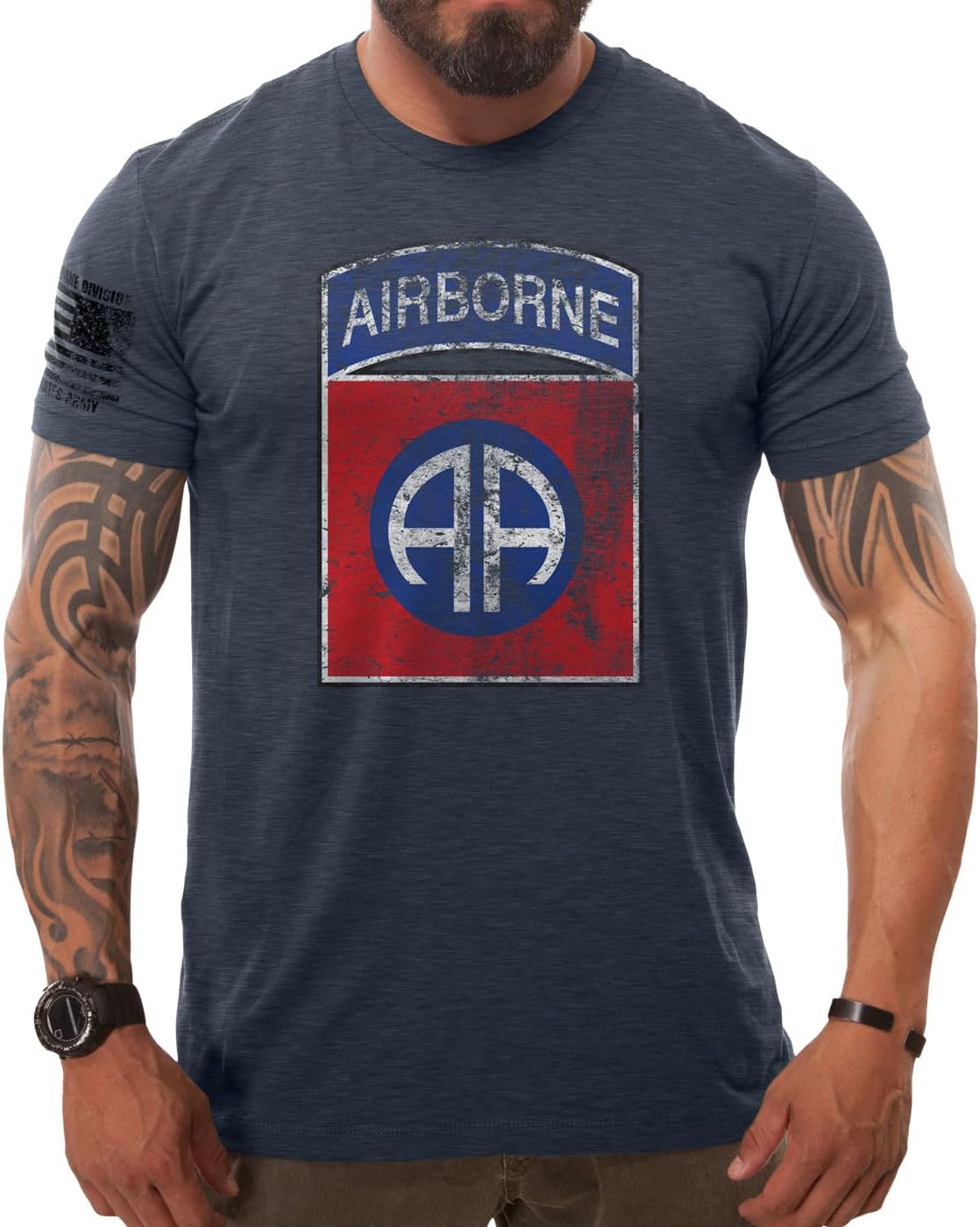 7.62 Design Army 82nd Airborne Division 'Distressed' Patriotic Men's T Shirt