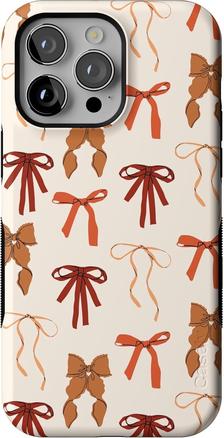 Casely iPhone 14 Pro Case | Fall Girlie | Pumpkin Spice Bows | Compatible with MagSafe | Bold Protective Design