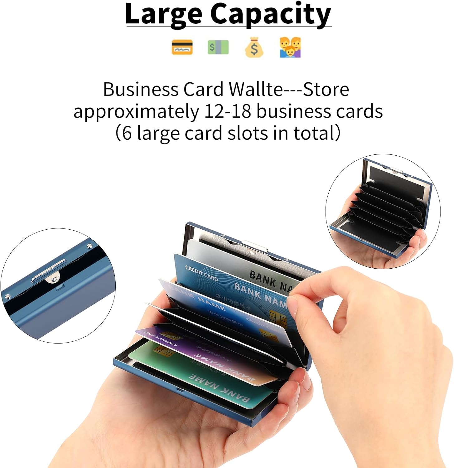 Stainless Steel Credit Card Wallet RFID Blocking Metal Case Pocket Business Card Holder for Women and Men