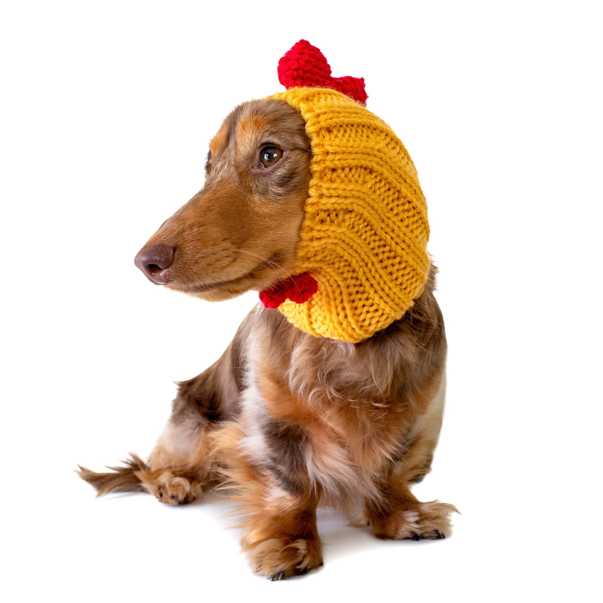 Zoo Snoods Rooster Costume - Knit Chicken Dog Snood Ear Wrap for Pets, Warm Neck Cover for Halloween and Winter (Small)