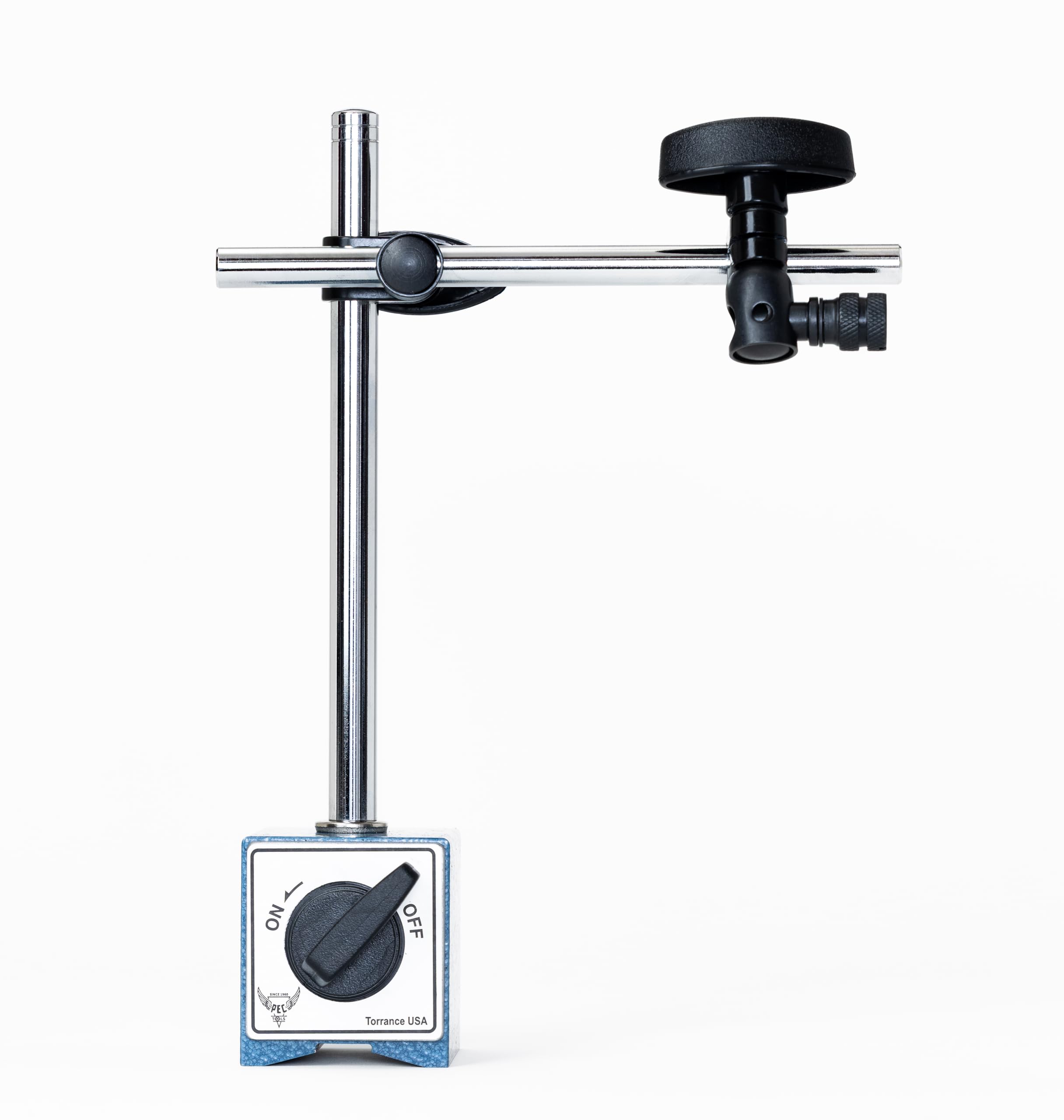 PEC Tools Magnetic Base 176lb/80kg Holding Force with Steel Arms, Heavy-Duty Magnetic Holder for Dial Indicators, Fits 6mm, 3/8" and Dovetail,