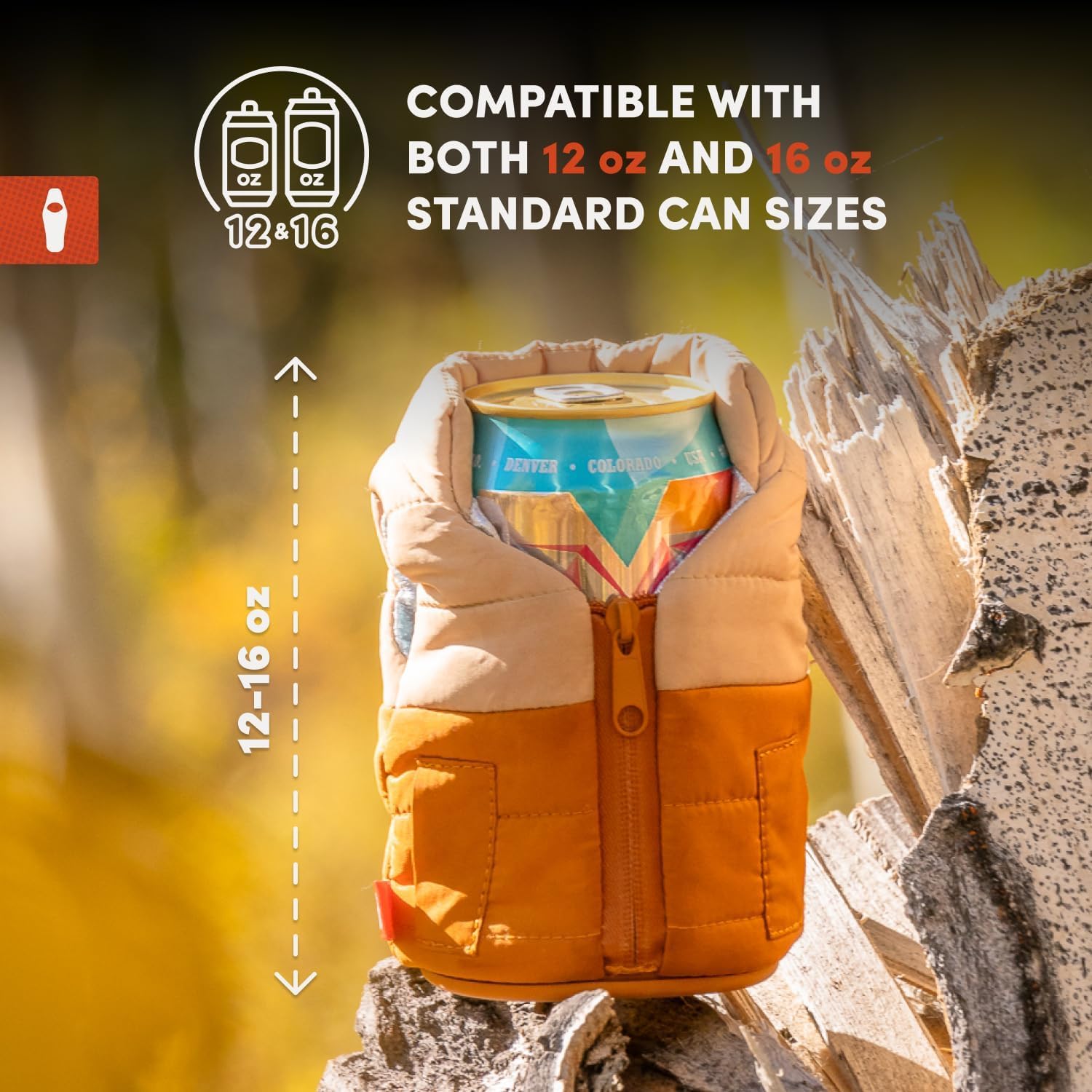 Puffin The Puffy Vest Insulated Can Cooler - 12 & 16 oz - Sandy White image 4