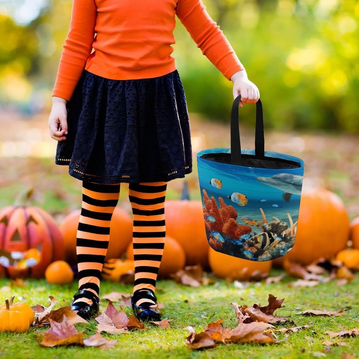 Dolphins Blue Halloween Trick Or Treat Bag for Party Favor image 2