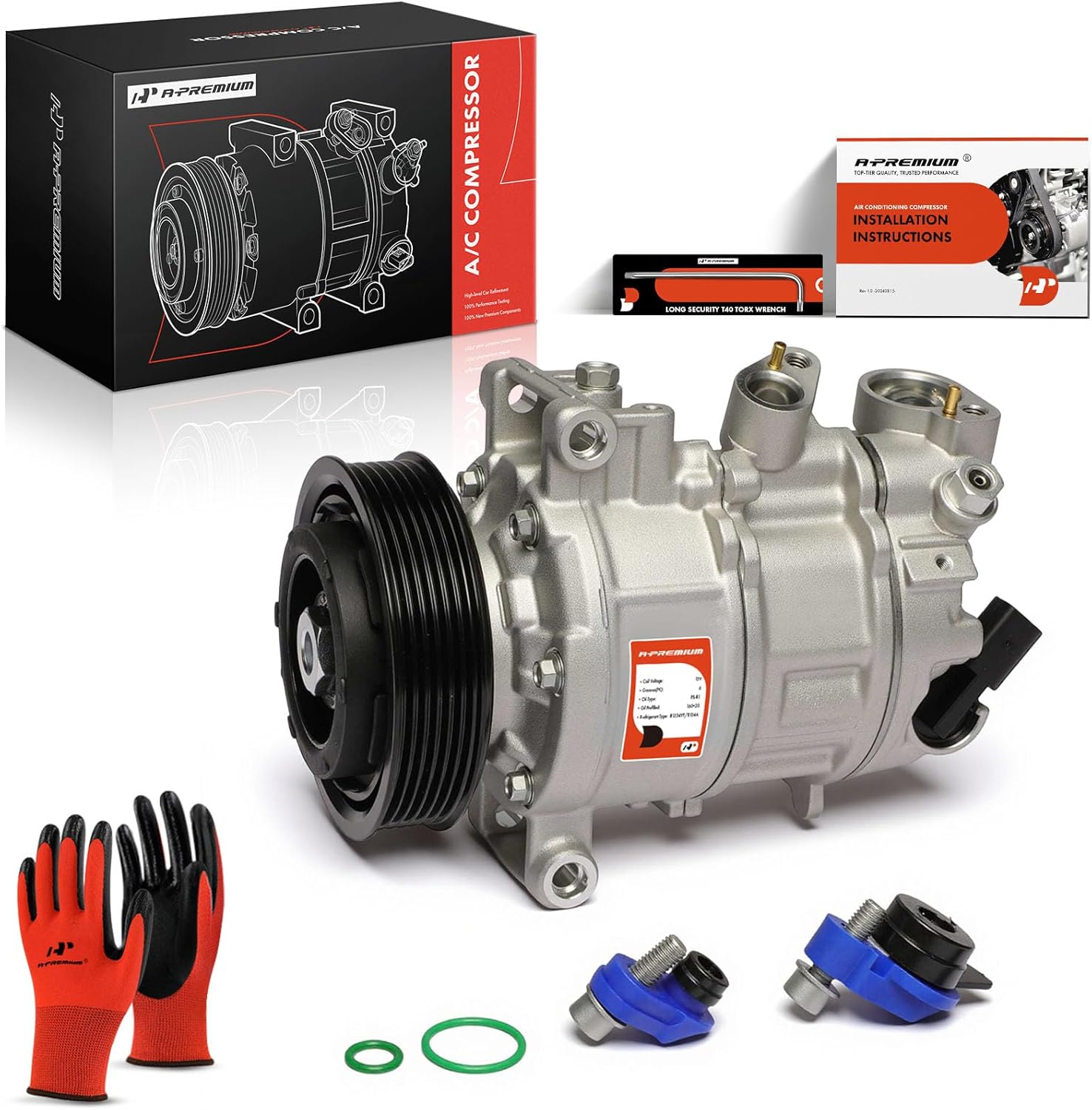 A-Premium Air Conditioner AC Compressor Compatible with Volkswagen Jetta, Golf, Tiguan, GTI, Arteon, Golf Alltrack R SportWagen, Taos & Audi A3, Q3, S3, TT Quattro