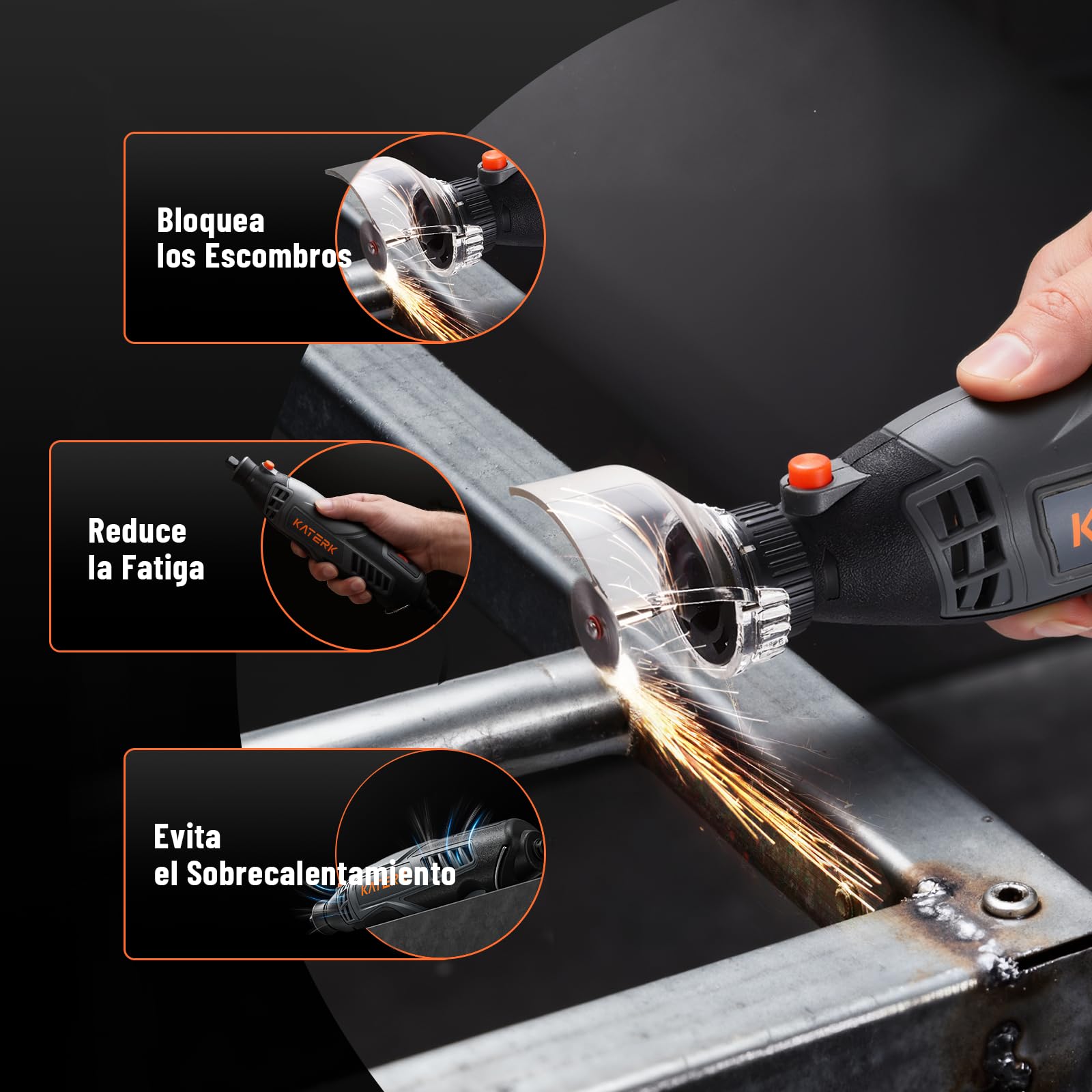Katerk Herramientas de Amoladora 160W, Kit de Herramienta Rotativa de Velocidad Variable con Eje Flexible, 35000RPM,Mini Amoladora Eléctrica con 155 Accesorios para Grabar, Taladrar, Cortar, Esmerilar