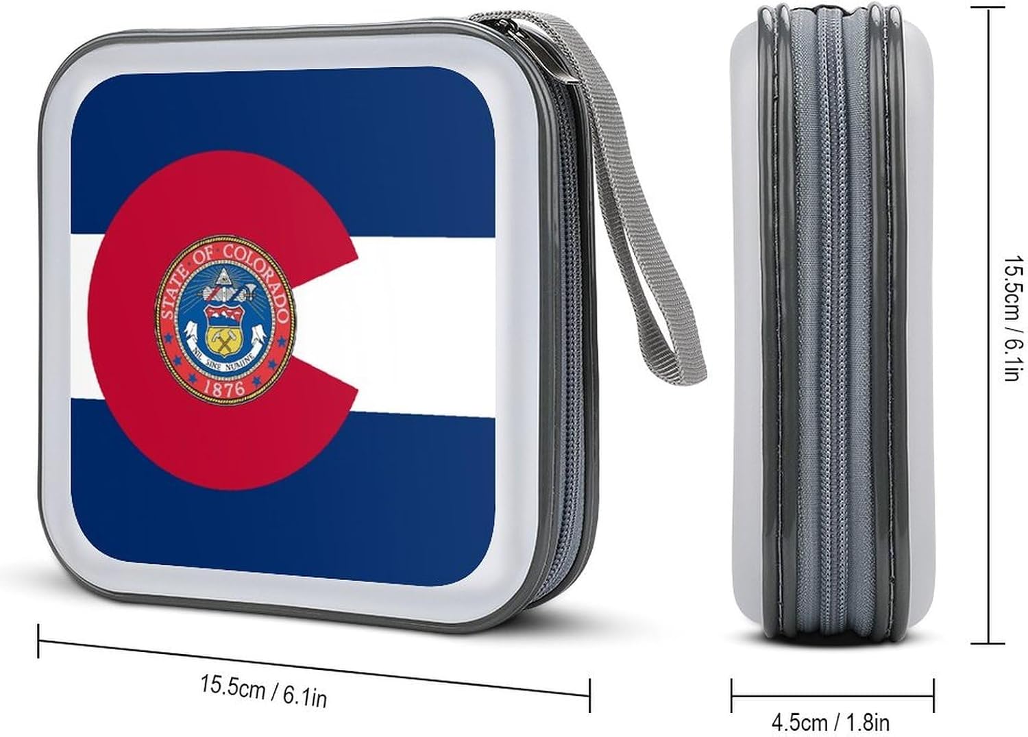 Colorado Flag Seal U.S.A. CD Case DVD Storage Holder Binder 40 Capacity | protective,hard case,protable loop,travel car use,zippered closure