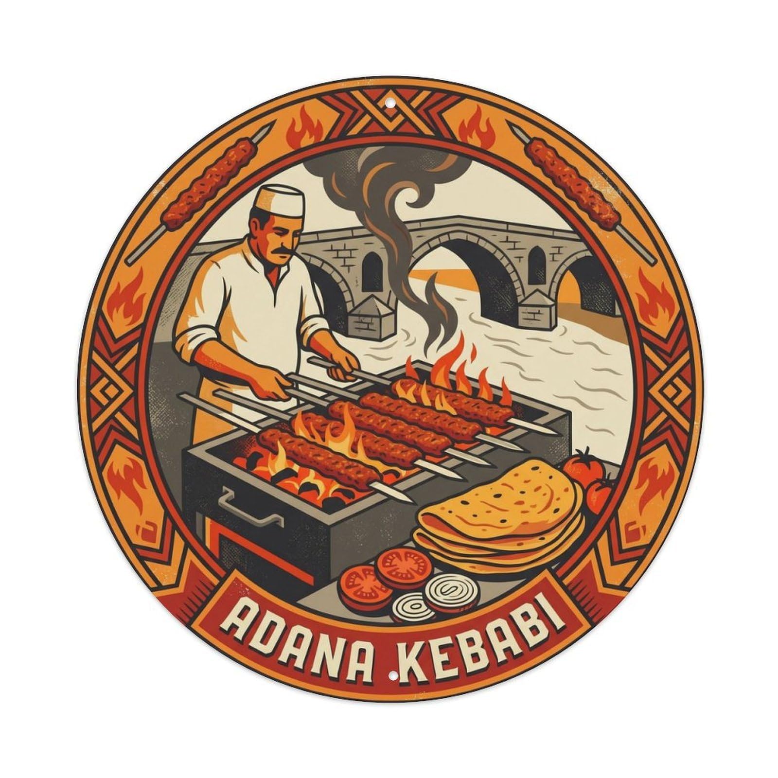 Turkish Travel Tradition Culinary Adana Kebab Metal Tin Sign