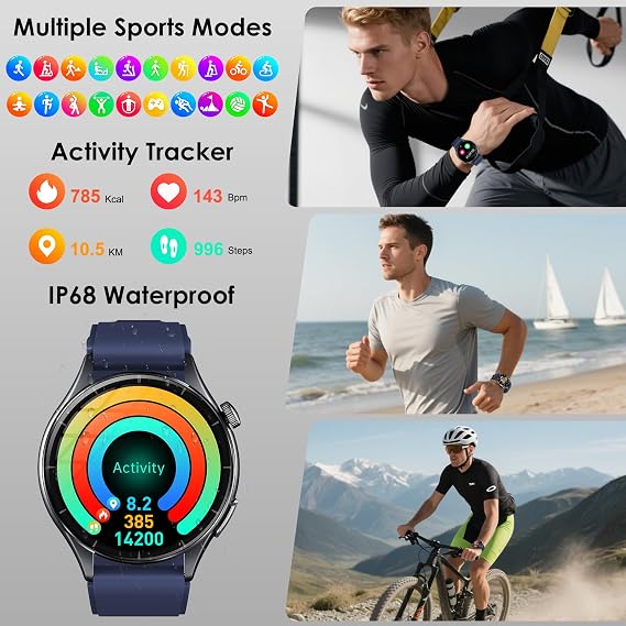 2026 New Smartwatch for Men with ECG/Blood Pressure/Sleep/LED Flashlight