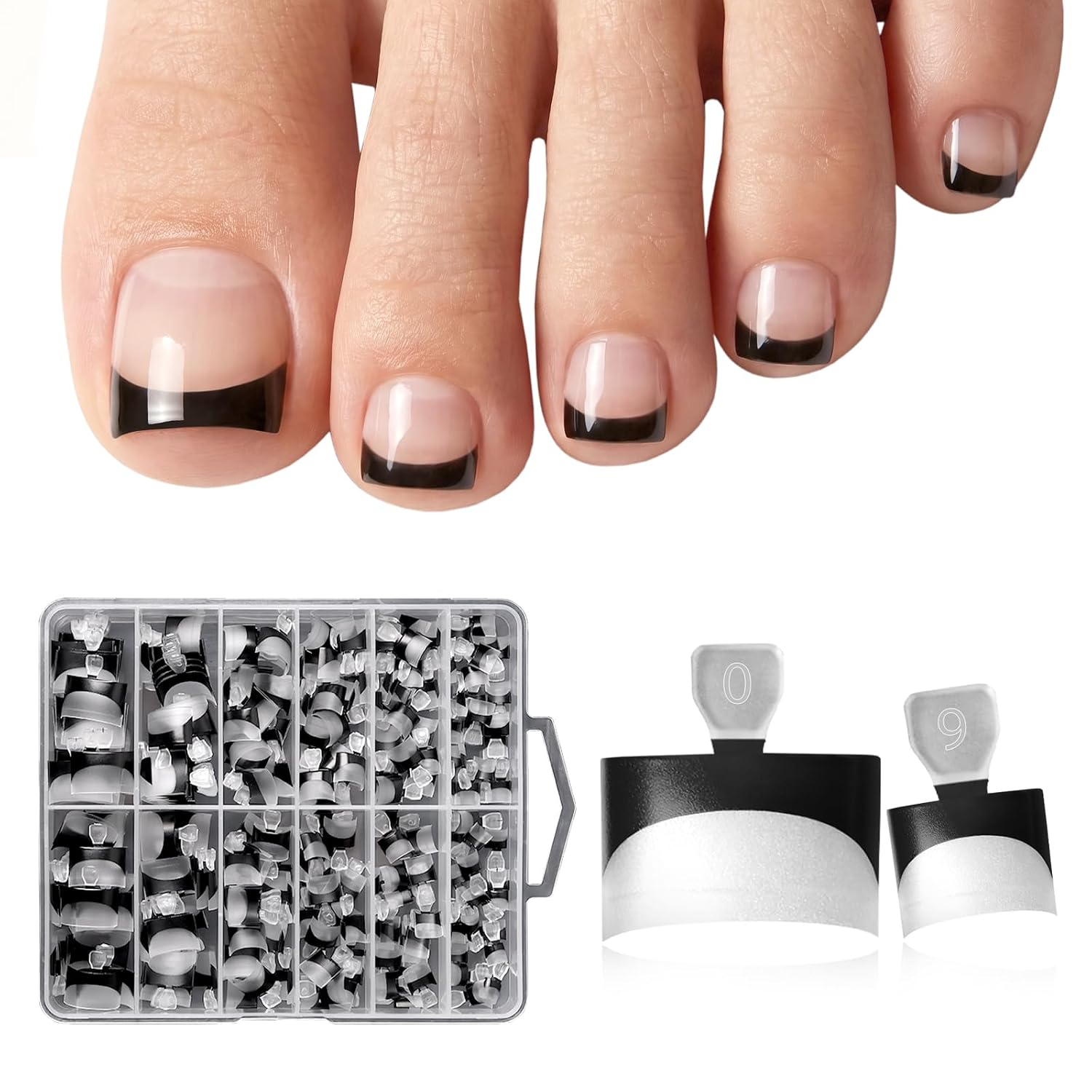 White French Tip Half Cover Toe Nail Tips,Clear Press on Toenails
