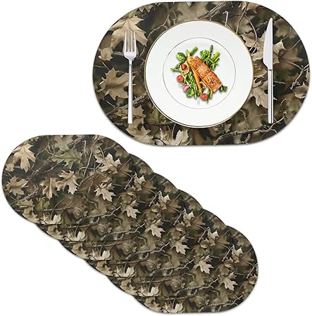 Review Hunting Camo Pattern Oval Leather Placemat, Stain Resistant Placemats Oval Placemats for Dining Table Non-Slip Placemats Set Heat Resistant Placemat for Patio Table Set of 6 Review Hunting Camo Pattern Oval Leather Placemat, Stain Resistant Placemats Oval Placemats for Dining Table Non-Slip Placemats Set Heat Resistant Placemat for Patio Table Set of 6