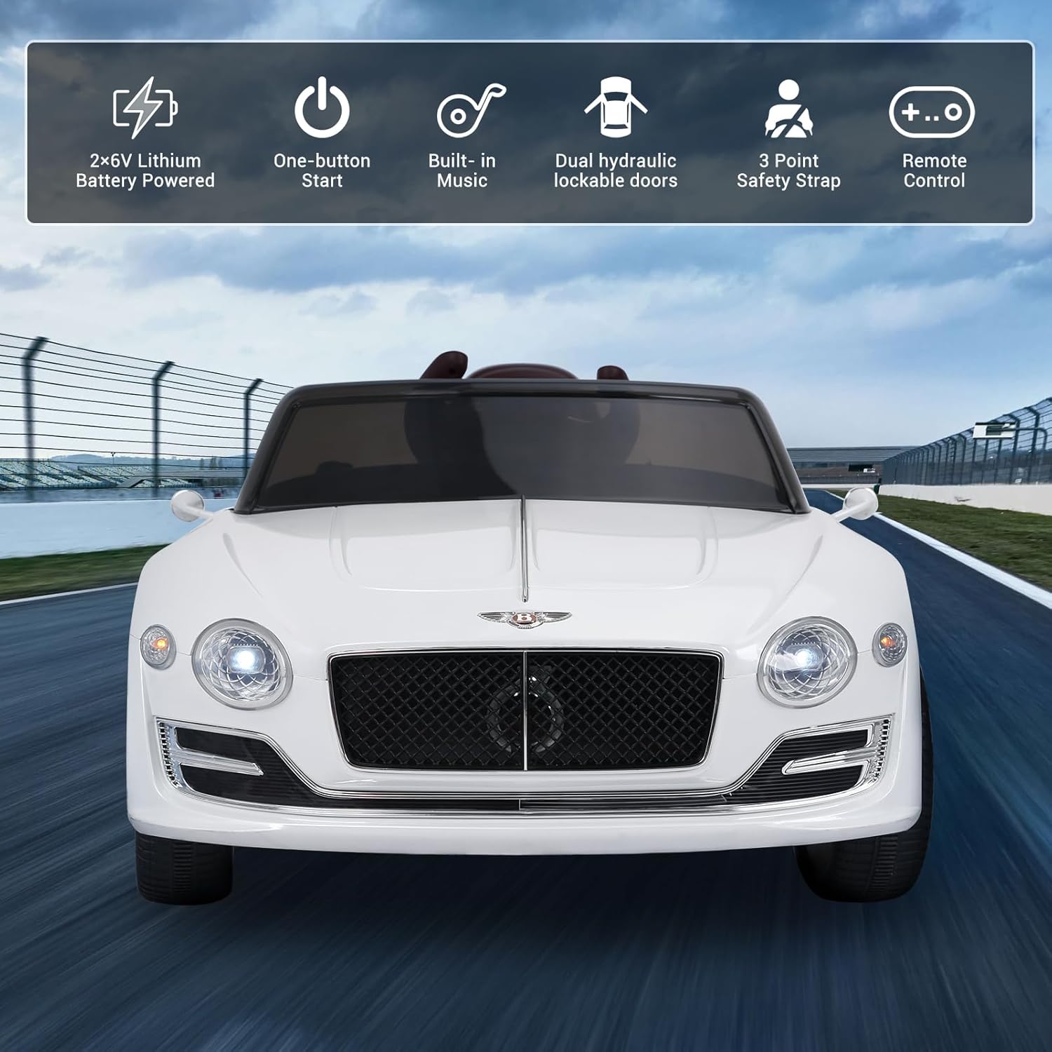 Electric Kids Ride On Cars Toy, 12V Battery Powered Licensed Bentley Vehicles with Parent Remote Control, Headlights, MP3, USB Port, Horn and Double Doors, for Boys and Girls