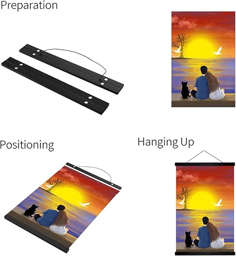 Miniatura 10 de RADEZON - Marco de póster, luz magnética, marco de madera colgante para foto, obra de arte, lienzo, impresión de arte para colgar en la pared