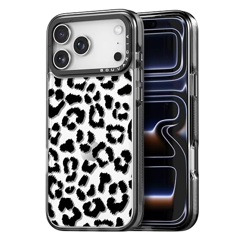 Bouvardia for iPhone 17 Pro Case Cute Design for Women Girls Protective Aesthetic Gray Bumper - Leopard Print
